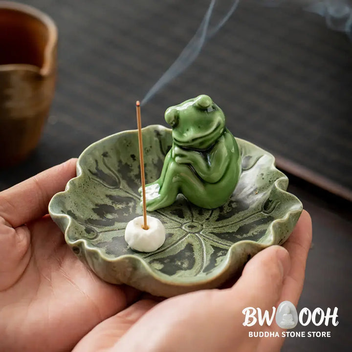 BWOOOH ceramic incense burner - Leaf Meditation Frog Pattern Healin