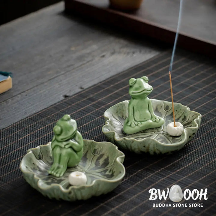 BWOOOH ceramic incense burner - Leaf Meditation Frog Pattern Healin