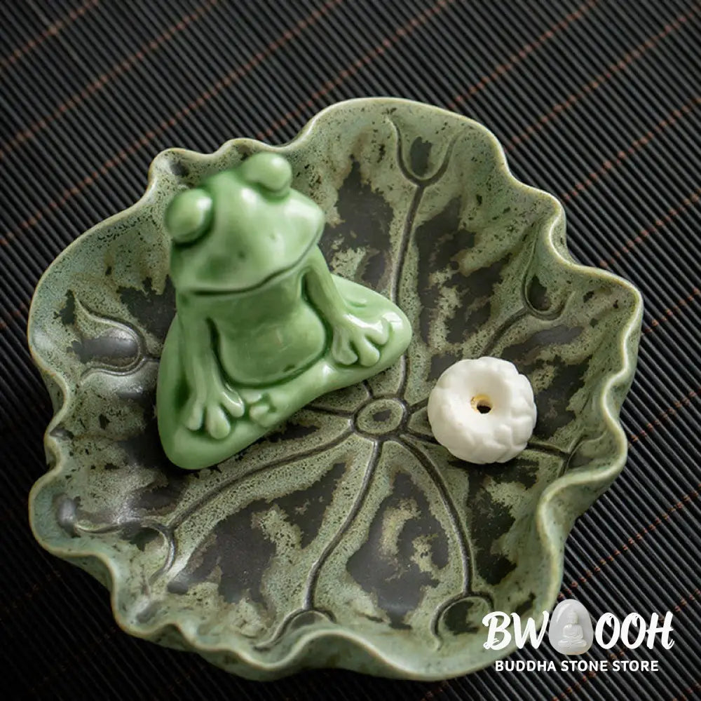 BWOOOH ceramic incense burner - Leaf Meditation Frog Pattern Healin