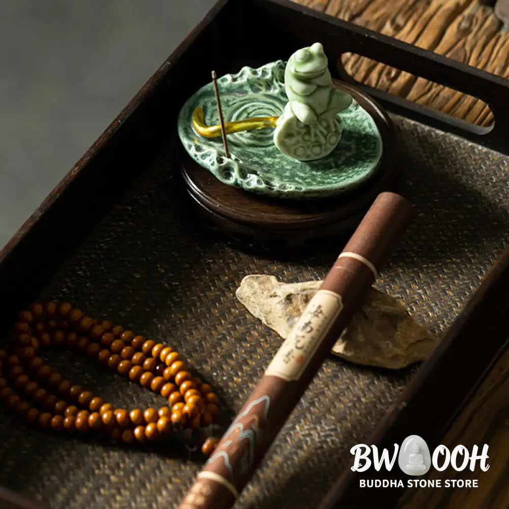 BWOOOH ceramic incense burner - Leaf Meditation Frog Pattern Healin