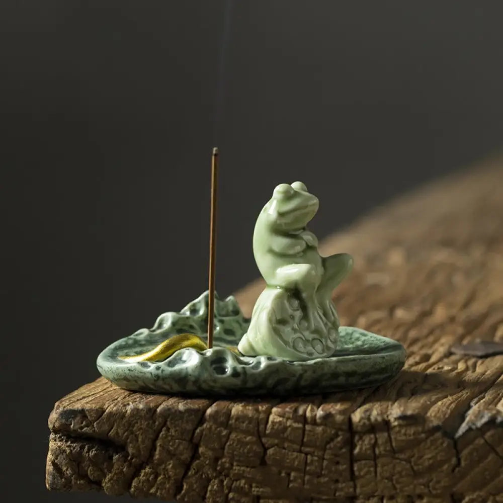 BWOOOH ceramic incense burner - Leaf Meditation Frog Pattern Healin
