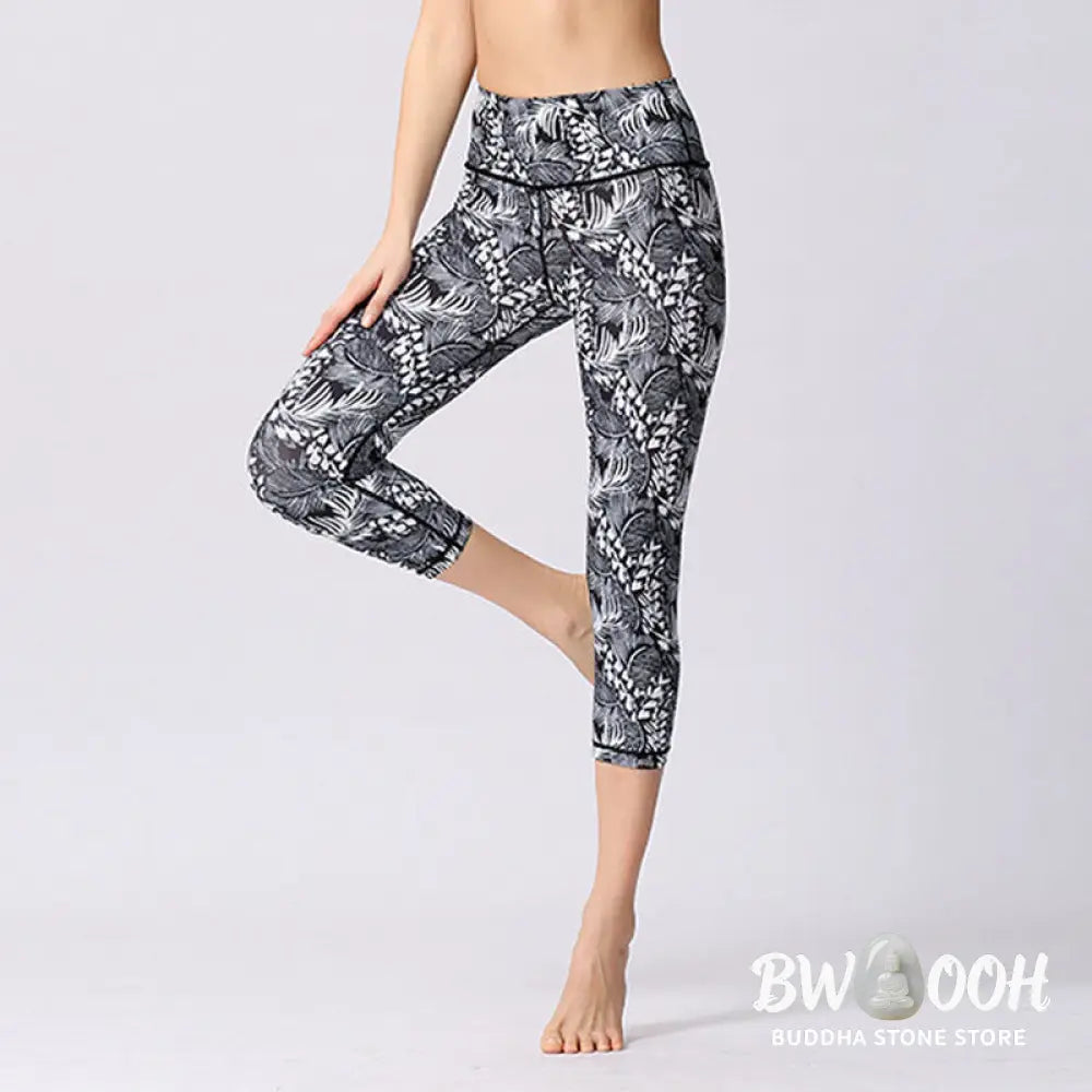 BWOOOH printed yoga leggings - Leaves Butterfly Print Sports Yoga Cropp