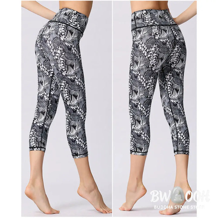 BWOOOH printed yoga leggings - Leaves Butterfly Print Sports Yoga Cropp