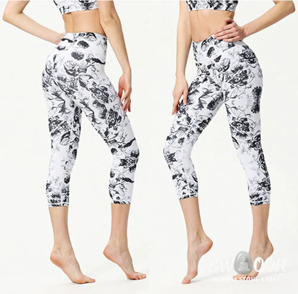 BWOOOH printed yoga leggings - Leaves Butterfly Print Sports Yoga Cropp