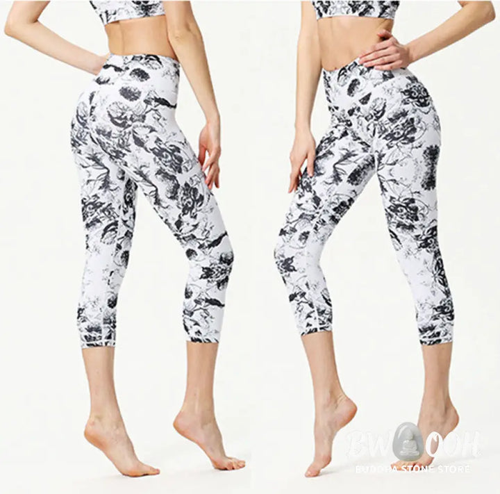 BWOOOH printed yoga leggings - Leaves Butterfly Print Sports Yoga Cropp