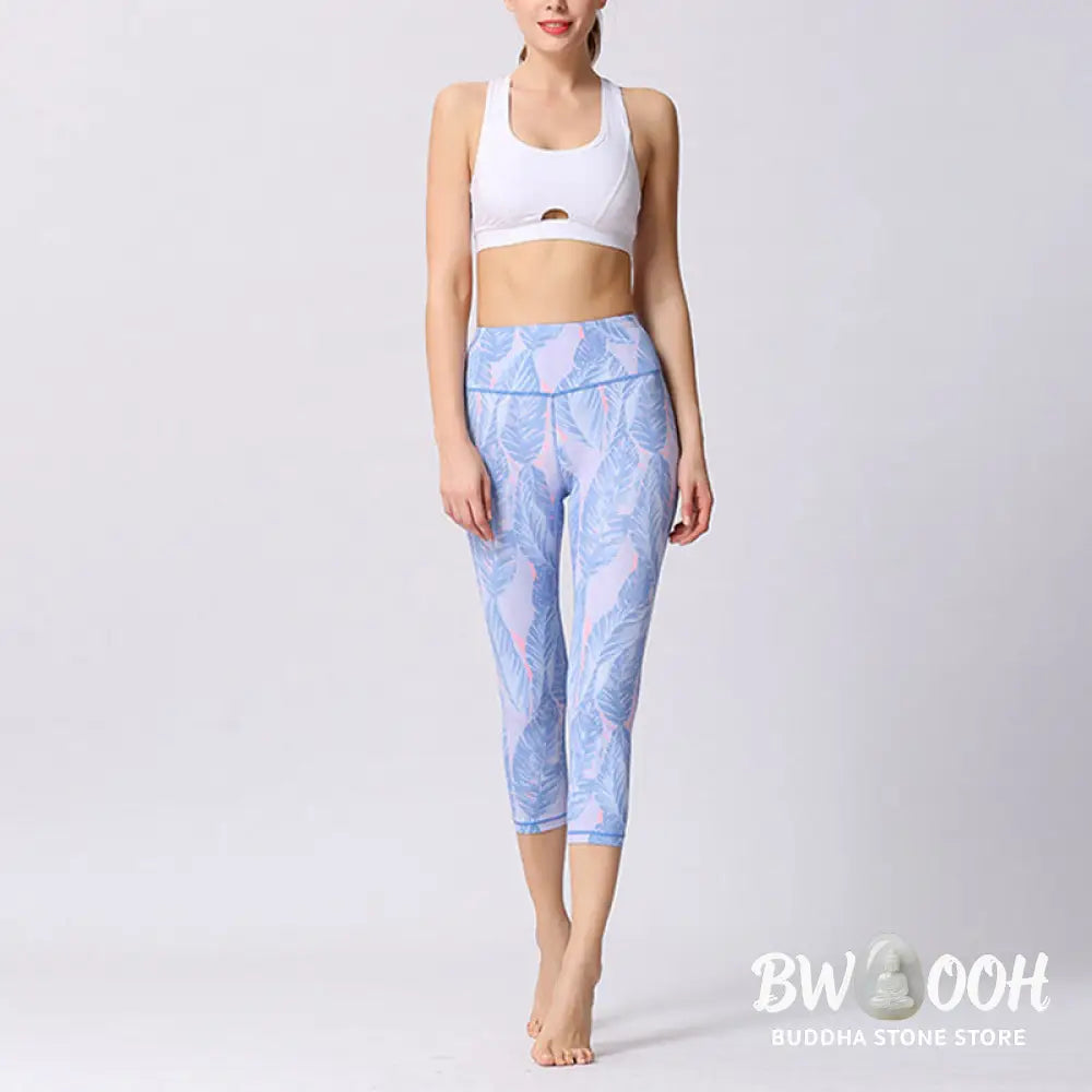 BWOOOH printed yoga leggings - Leaves Butterfly Print Sports Yoga Cropp