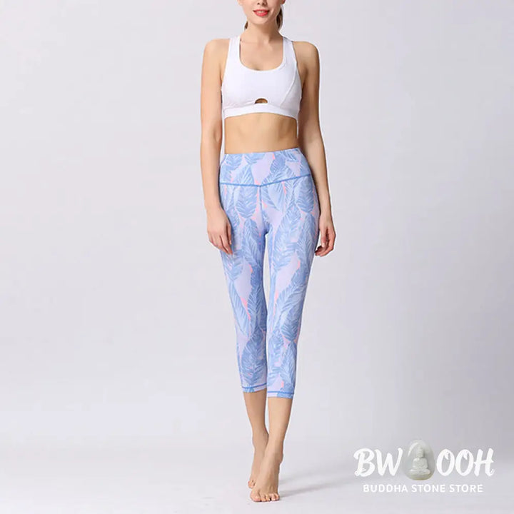 BWOOOH printed yoga leggings - Leaves Butterfly Print Sports Yoga Cropp