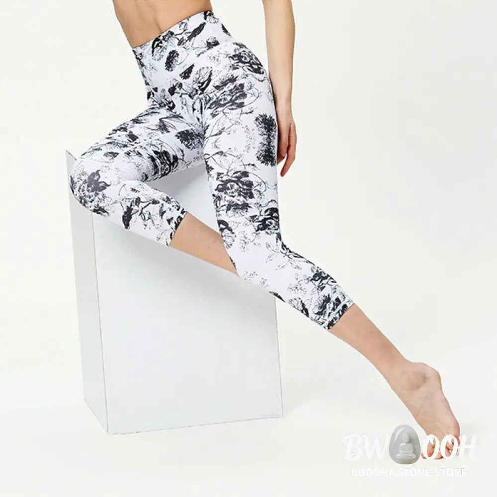 BWOOOH printed yoga leggings - Leaves Butterfly Print Sports Yoga Cropp