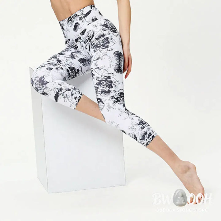 BWOOOH printed yoga leggings - Leaves Butterfly Print Sports Yoga Cropp