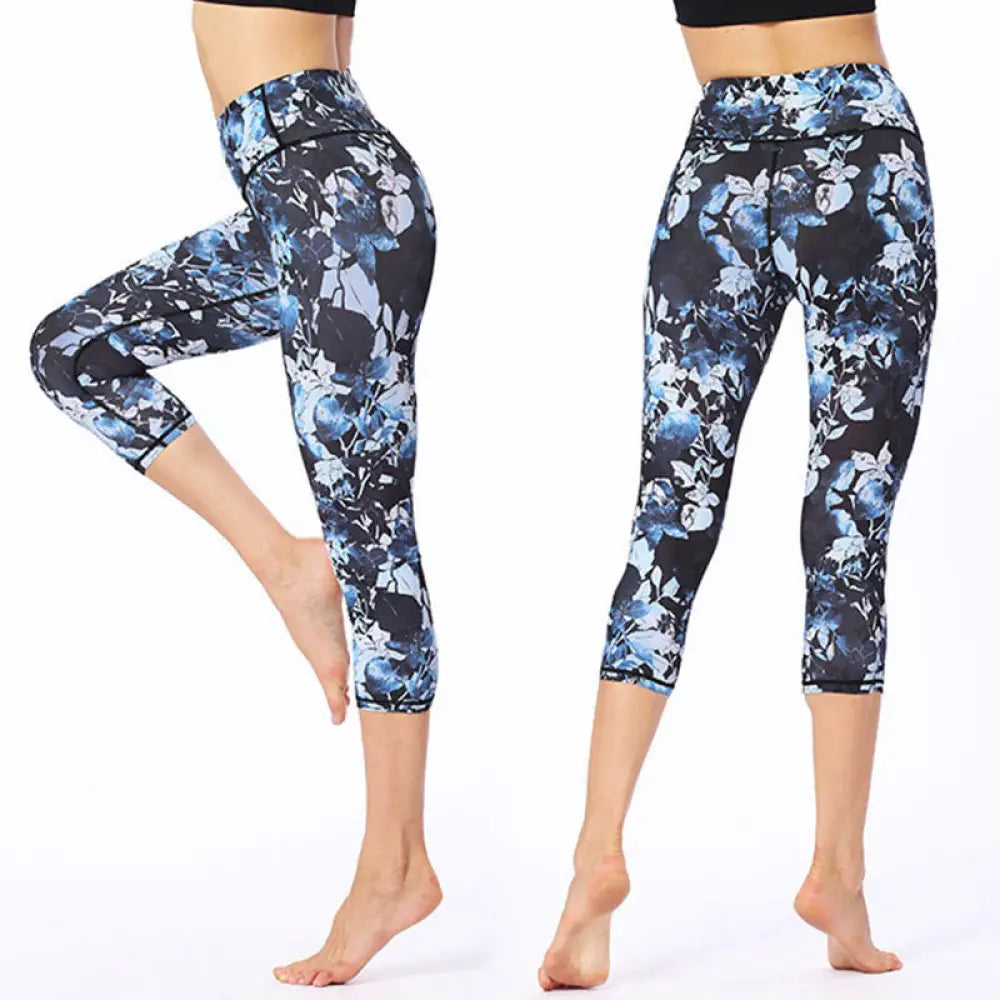 BWOOOH printed yoga leggings - Leaves Butterfly Print Sports Yoga Cropp