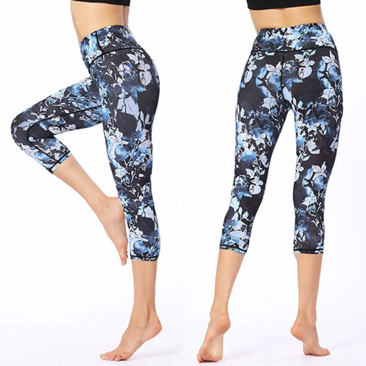 BWOOOH printed yoga leggings - Leaves Butterfly Print Sports Yoga Cropp