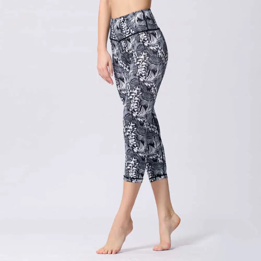 BWOOOH printed yoga leggings - Leaves Butterfly Print Sports Yoga Cropp