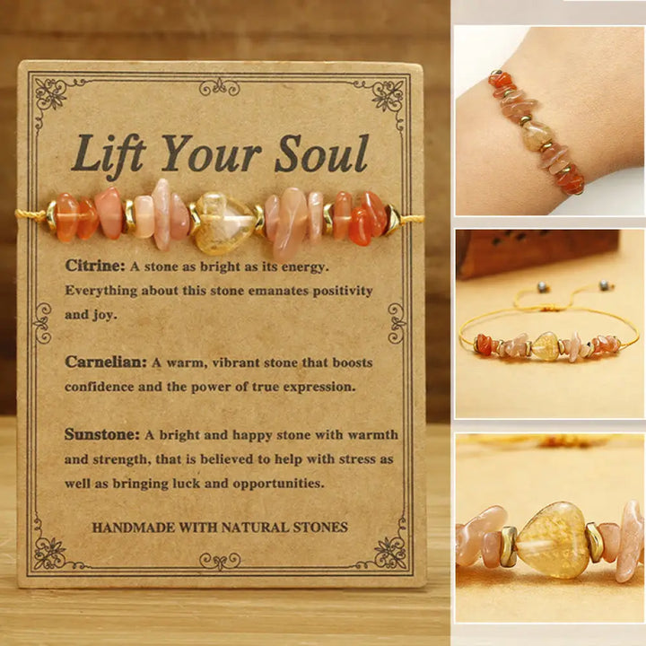 BWOOOH Lift Your Soul Citrine Carnelian Sun Stone Happiness Bracelet — Citrine crystal healing bracelet for spiritual heal...