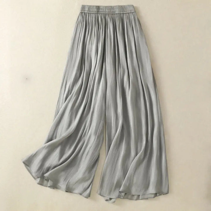 BWOOOH printed wide-leg yoga pants - Light Gray Pleated Design Elastic Waist 