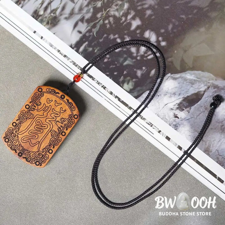 Buddha Stones Lightning Struck Jujube Wood Dragon Yin Yang Bagua Protection Necklace Pendant - BWOOOH - Lightning
