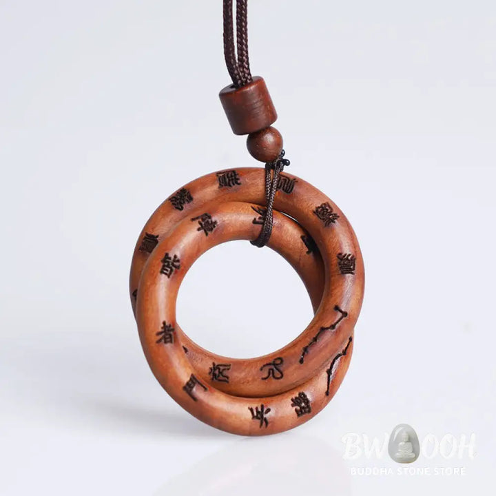 Buddha Stones Lightning Struck Jujube Wood Taoist Yin Yang Ring Qiankun Circle Leizu Taboo Luck Necklace Pendant