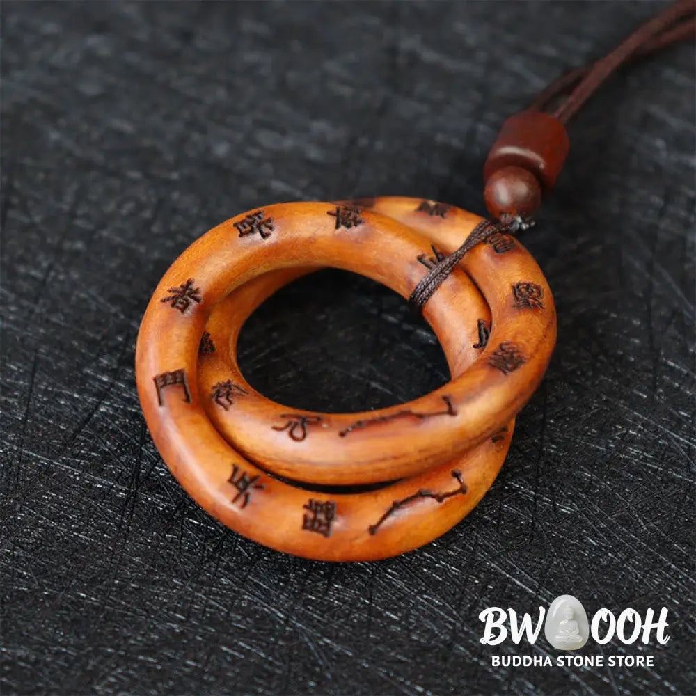 Buddha Stones Lightning Struck Jujube Wood Taoist Yin Yang Ring Qiankun Circle Leizu Taboo Luck Necklace Pendant