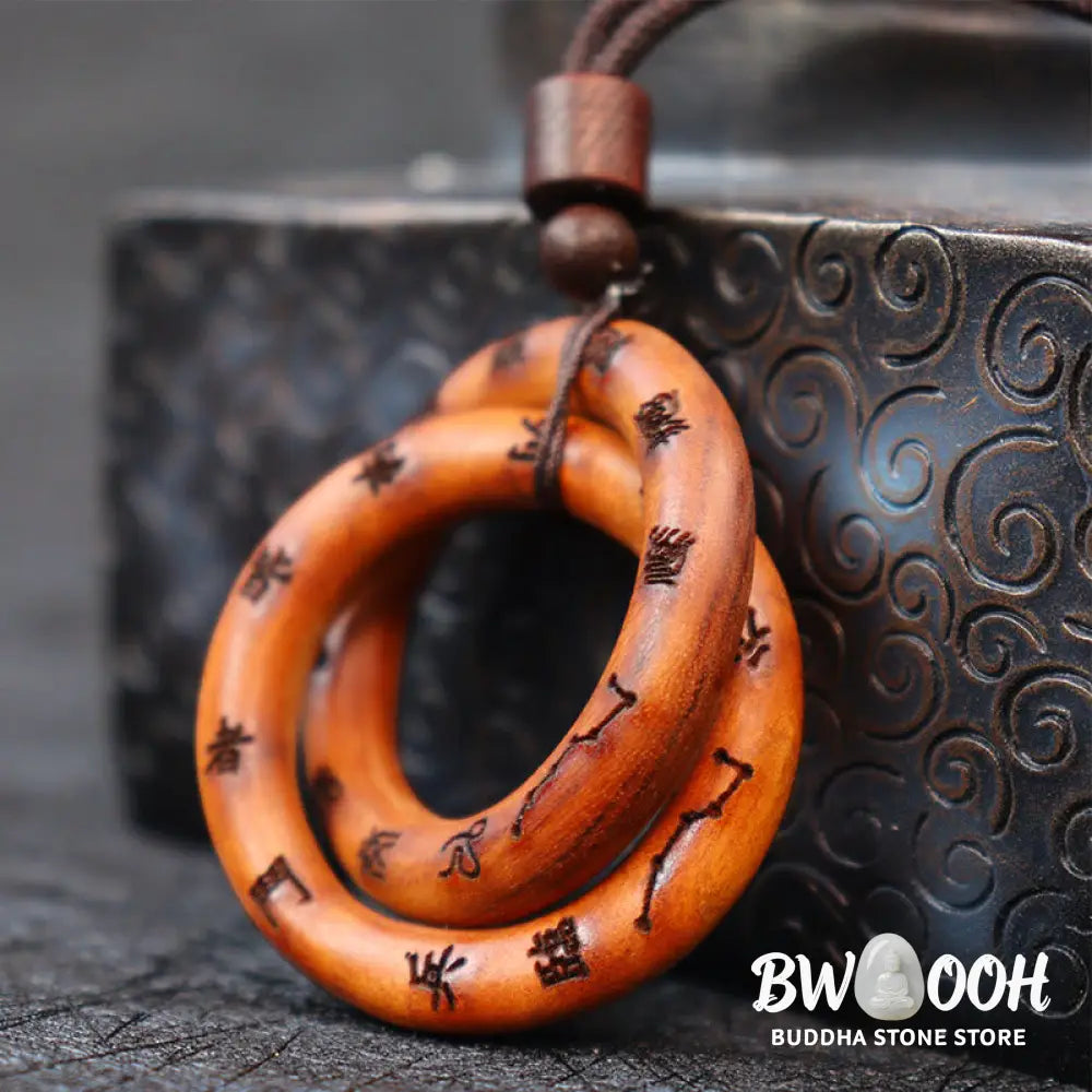 Buddha Stones Lightning Struck Jujube Wood Taoist Yin Yang Ring Qiankun Circle Leizu Taboo Luck Necklace Pendant