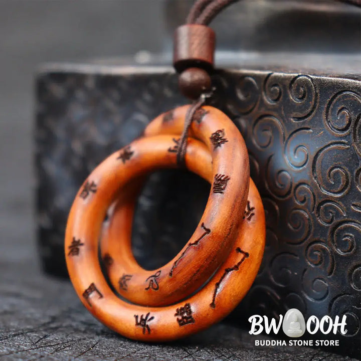 Buddha Stones Lightning Struck Jujube Wood Taoist Yin Yang Ring Qiankun Circle Leizu Taboo Luck Necklace Pendant
