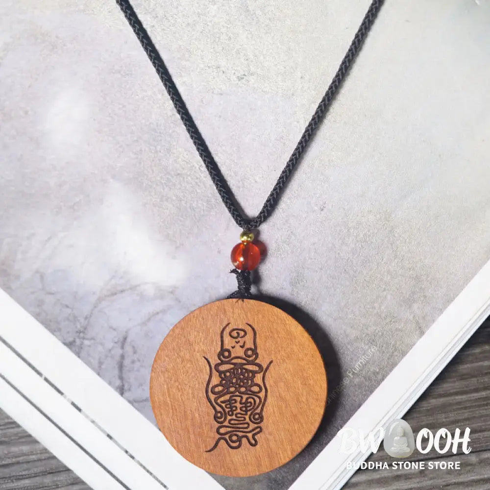 Buddha Stones Lightning Struck Jujube Wood Yin Yang Bagua Luck Necklace Pendant - BWOOOH - Lightning Struck Jujube Wood