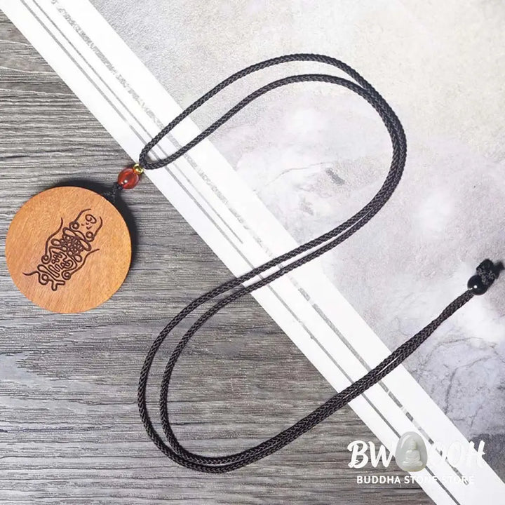 Buddha Stones Lightning Struck Jujube Wood Yin Yang Bagua Luck Necklace Pendant - BWOOOH - Lightning Struck Jujube Wood
