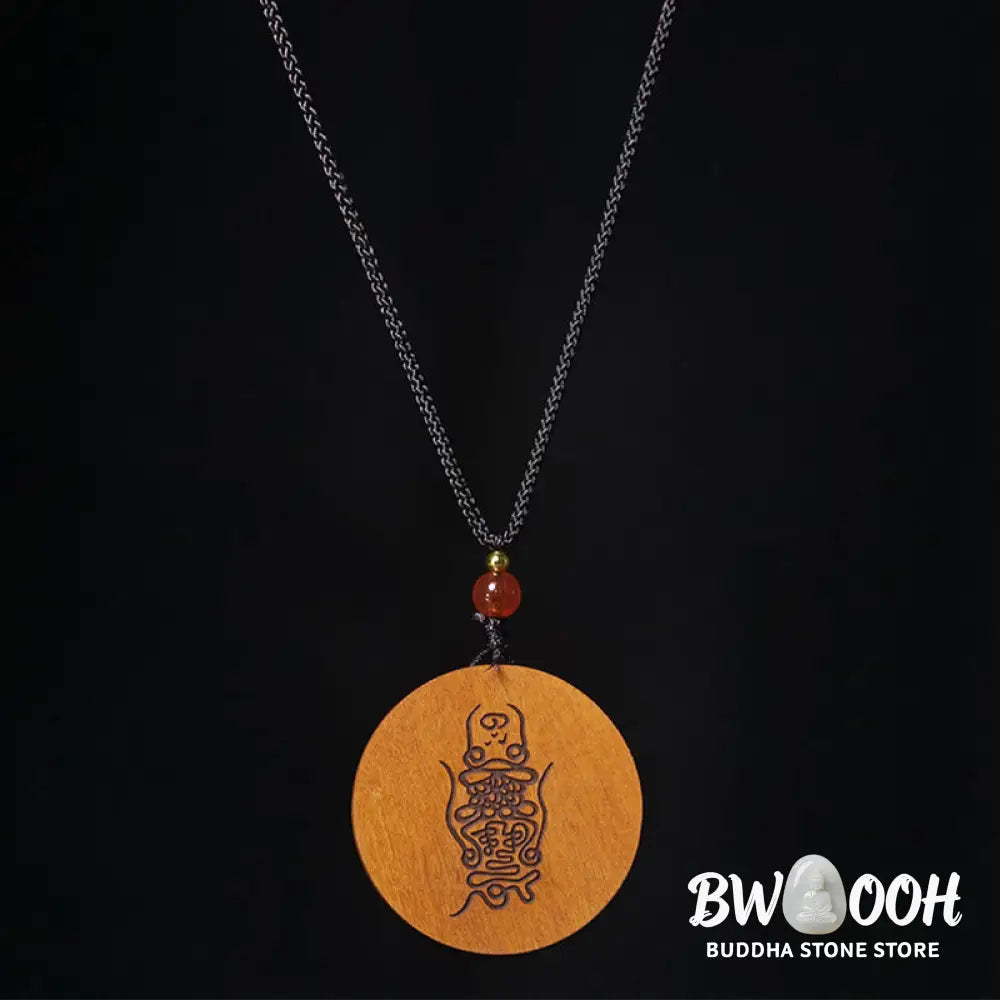 Buddha Stones Lightning Struck Jujube Wood Yin Yang Bagua Luck Necklace Pendant - BWOOOH - Lightning Struck Jujube Wood