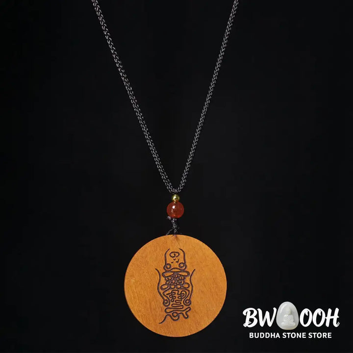 Buddha Stones Lightning Struck Jujube Wood Yin Yang Bagua Luck Necklace Pendant - BWOOOH - Lightning Struck Jujube Wood