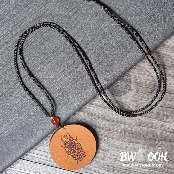 Buddha Stones Lightning Struck Jujube Wood Yin Yang Bagua Luck Necklace Pendant - BWOOOH - Lightning Struck Jujube Wood