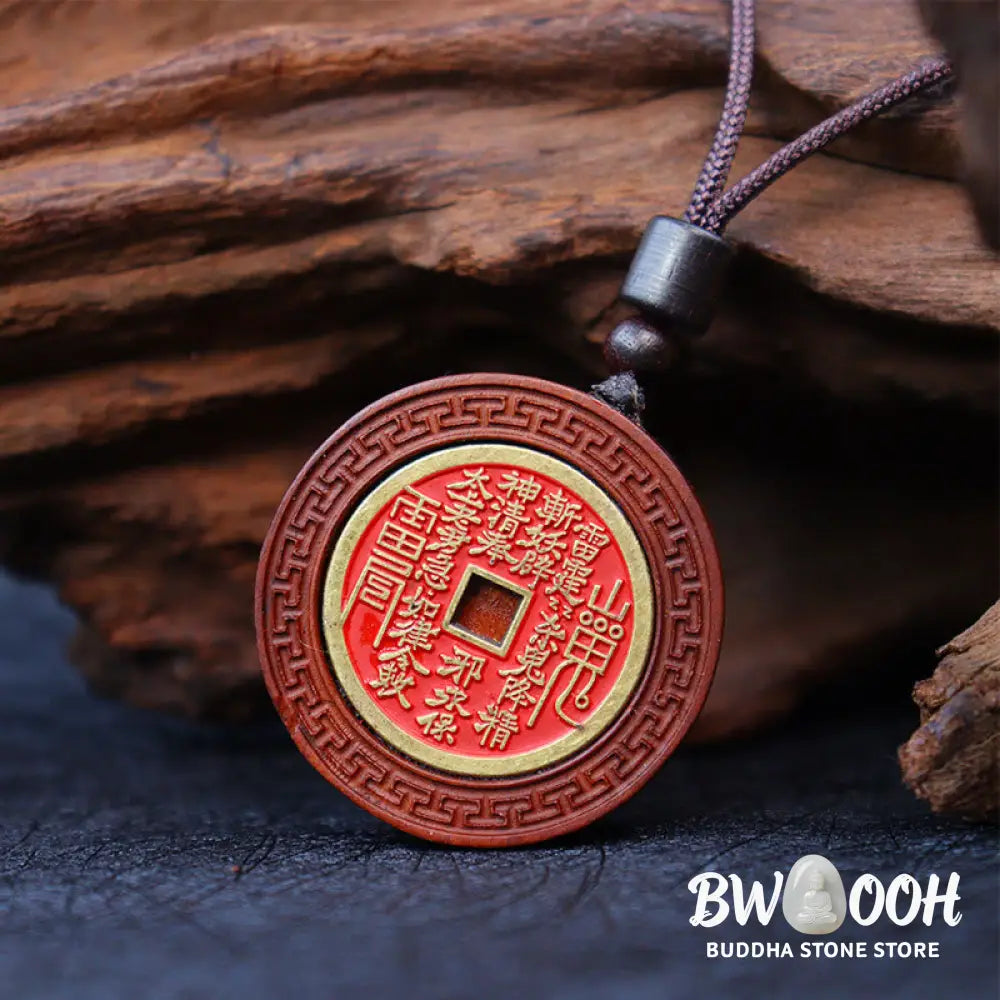 Buddha Stones Lightning Struck Jujube Wood Yin Yang Bagua Mountain Ghosts Spend Money Protection Necklace Pendant