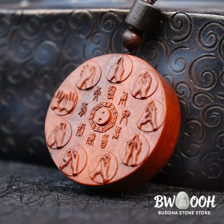 Buddha Stones Lightning Struck Jujube Wood Yin Yang Bagua Mountain Ghosts Spend Money Protection Necklace Pendant