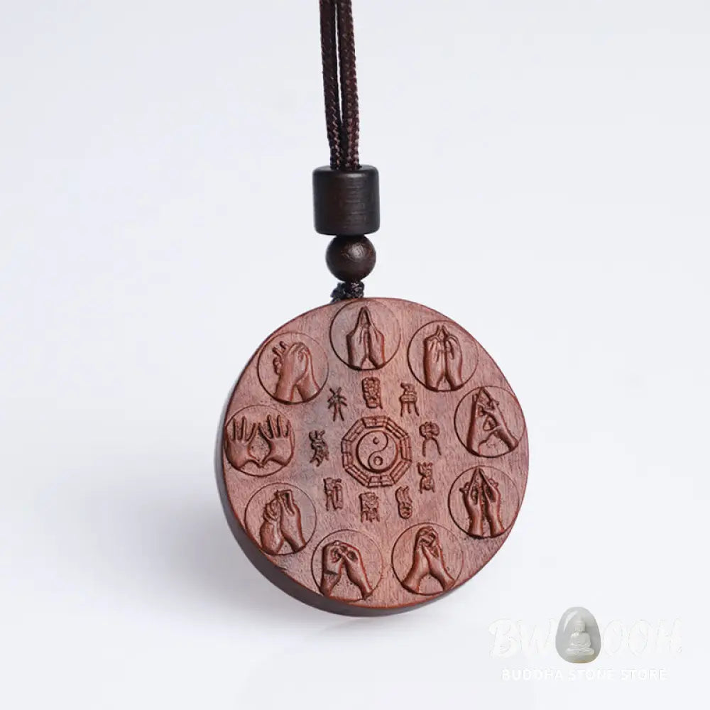 Buddha Stones Lightning Struck Jujube Wood Yin Yang Bagua Mountain Ghosts Spend Money Protection Necklace Pendant