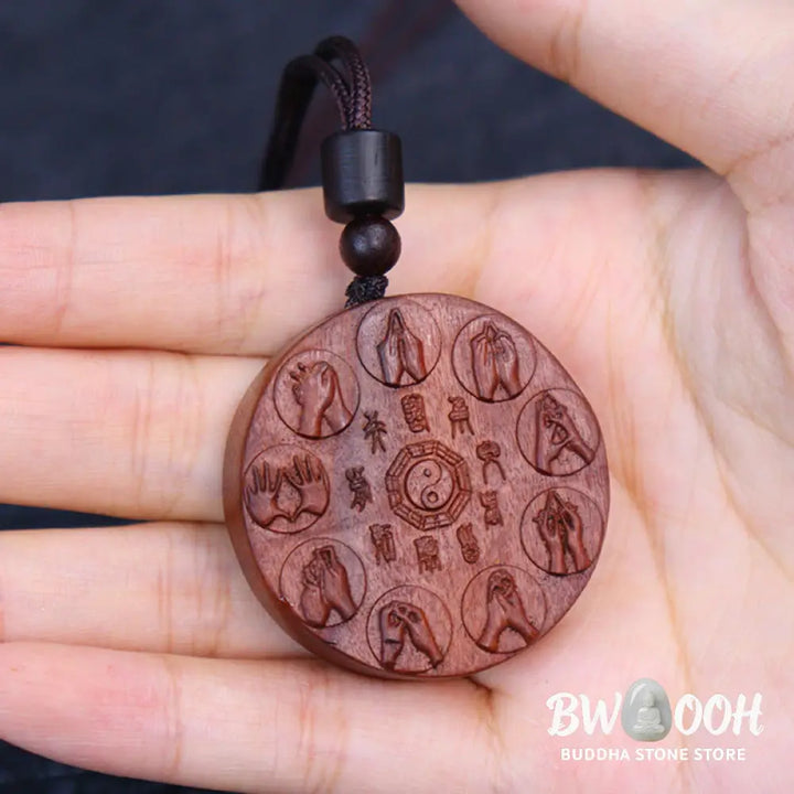 Buddha Stones Lightning Struck Jujube Wood Yin Yang Bagua Mountain Ghosts Spend Money Protection Necklace Pendant