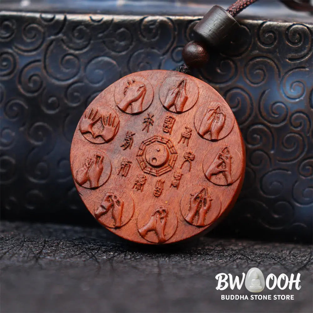 Buddha Stones Lightning Struck Jujube Wood Yin Yang Bagua Mountain Ghosts Spend Money Protection Necklace Pendant