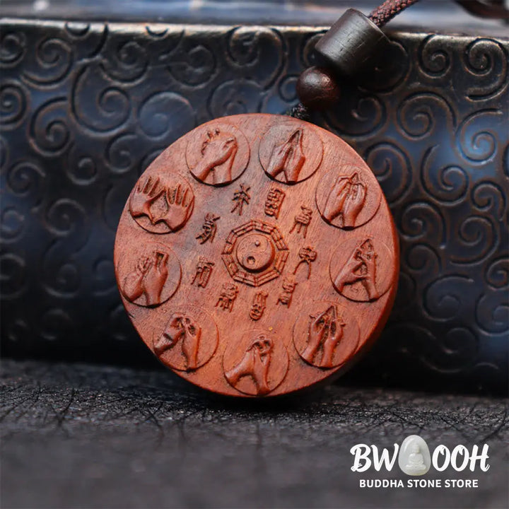 Buddha Stones Lightning Struck Jujube Wood Yin Yang Bagua Mountain Ghosts Spend Money Protection Necklace Pendant