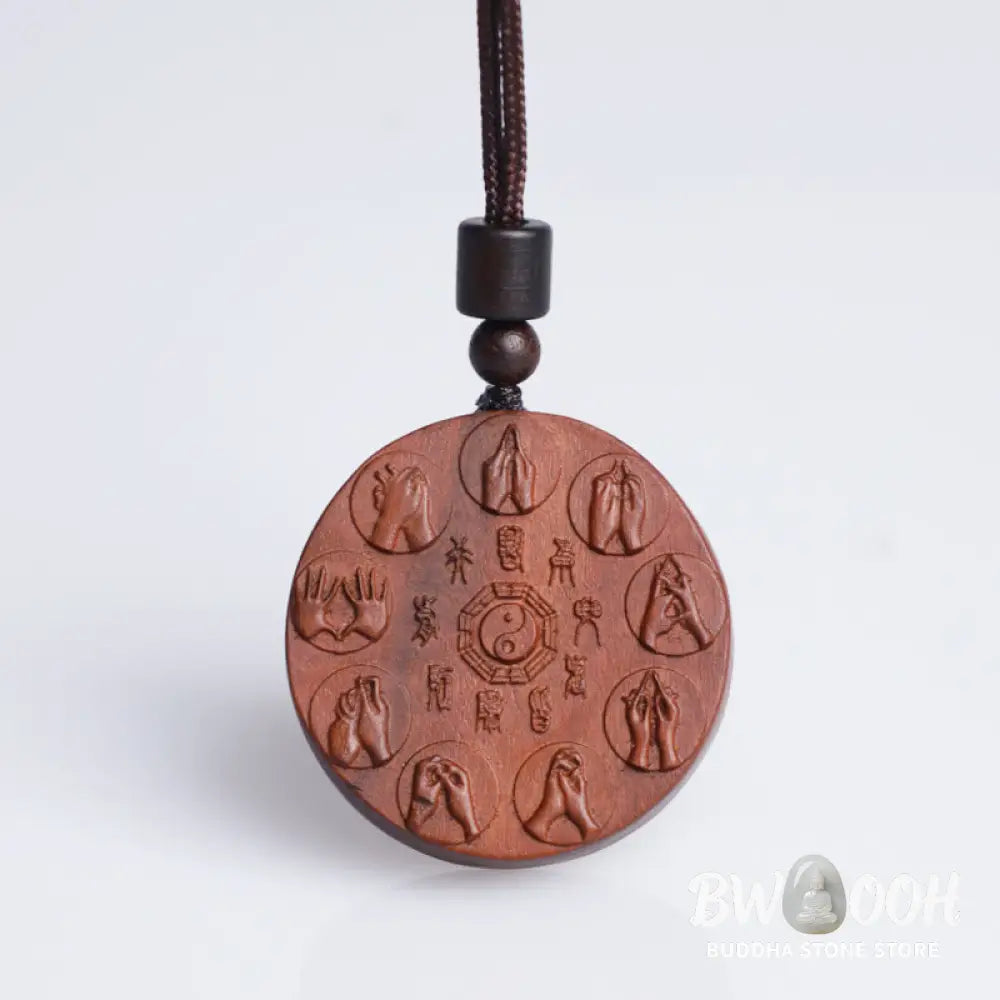 Buddha Stones Lightning Struck Jujube Wood Yin Yang Bagua Mountain Ghosts Spend Money Protection Necklace Pendant
