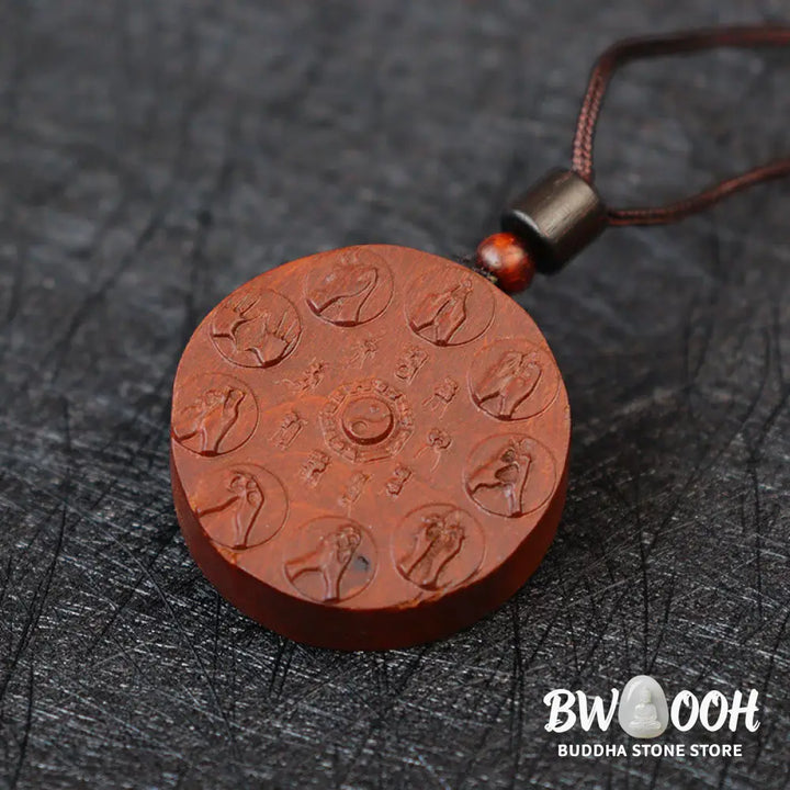 Buddha Stones Lightning Struck Jujube Wood Yin Yang Bagua Mountain Ghosts Spend Money Protection Necklace Pendant