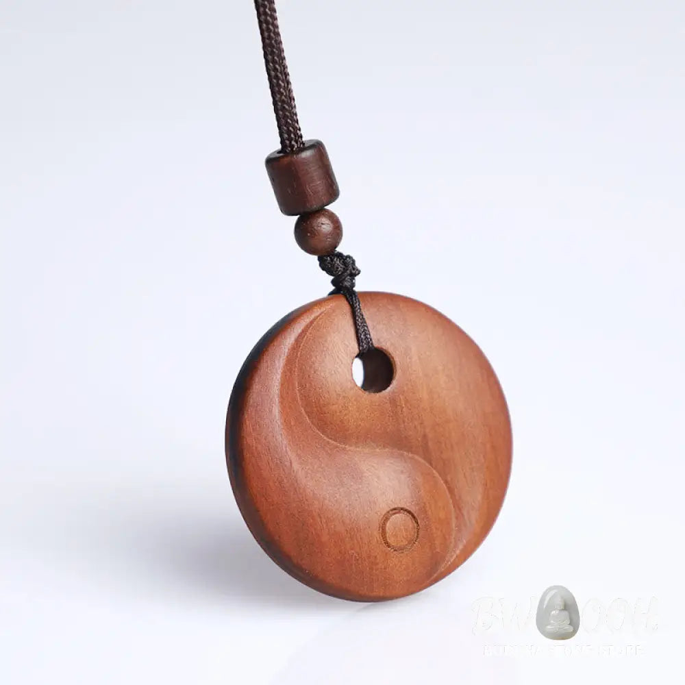 Buddha Stones Lightning Struck Jujube Wood Yin Yang Luck Protection Necklace Pendant - BWOOOH - Lightning Struck Jujube