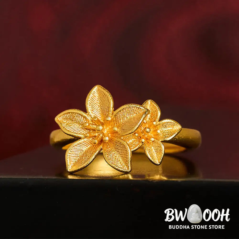 Buddha Stones Lilac Flower Adjustable 24k Gold Plated Copper Brass Ring - Adjustable - Ring