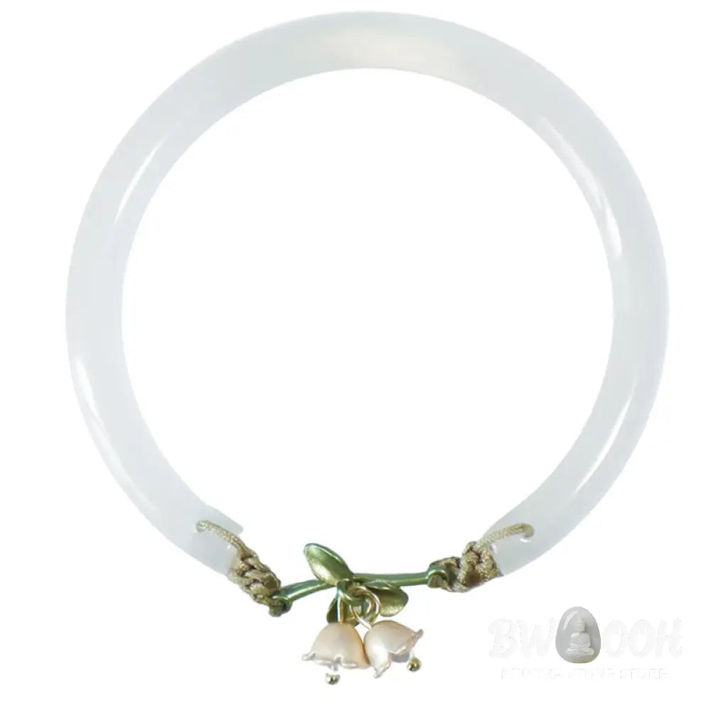 Buddha Stones Lily of the Valley Flower Happiness Strength Bracelet Bangle - Lily of the Valley Bangle - Bracelet Bangle