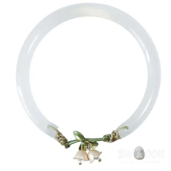 Buddha Stones Lily of the Valley Flower Happiness Strength Bracelet Bangle - Lily of the Valley Bangle - Bracelet Bangle