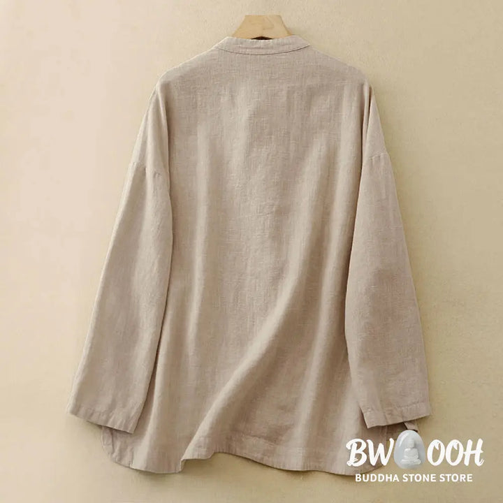 Buddha Stones Literary Artistic Chinese Knot Button Casual Clothing - Women&