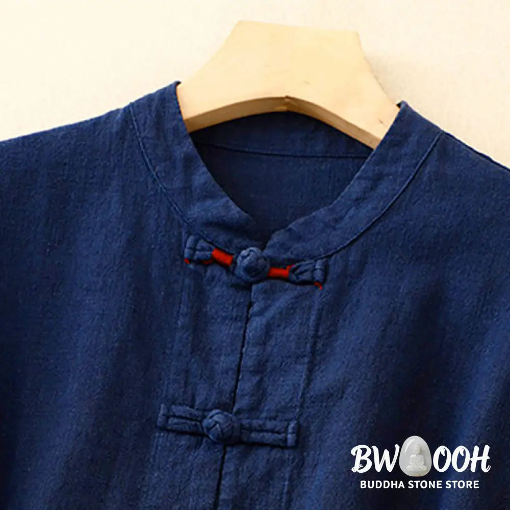 Buddha Stones Literary Artistic Chinese Knot Button Casual Clothing - Women&
