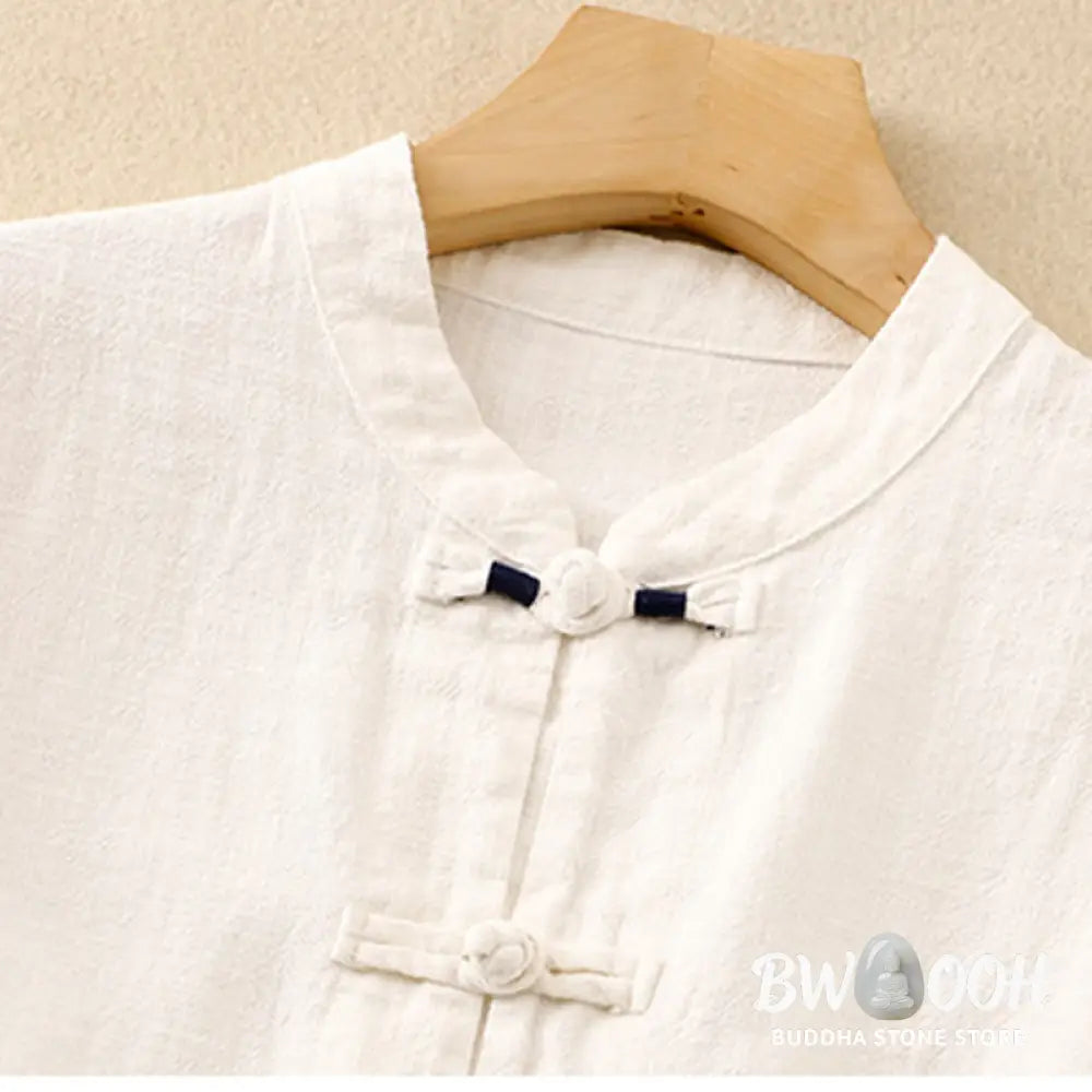 Buddha Stones Literary Artistic Chinese Knot Button Casual Clothing - Women&