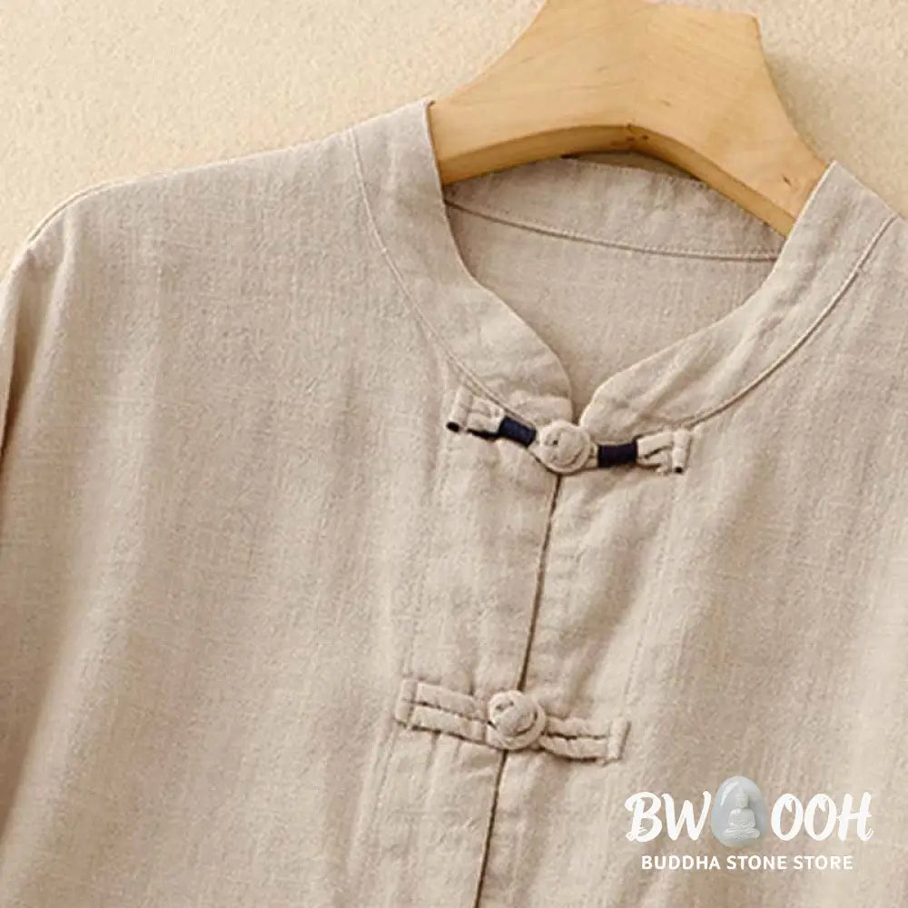 Buddha Stones Literary Artistic Chinese Knot Button Casual Clothing - Women&