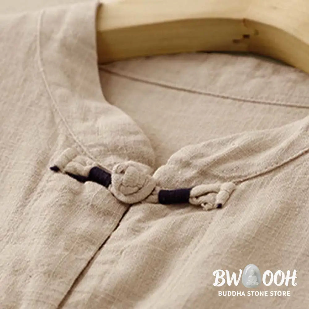 Buddha Stones Literary Artistic Chinese Knot Button Casual Clothing - Women&