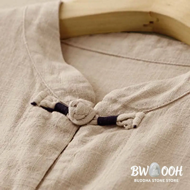 Buddha Stones Literary Artistic Chinese Knot Button Casual Clothing - Women&