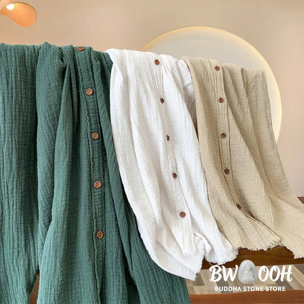 Buddha Stones Literary Artistic Double-Layered Sand Wash Cotton Linen Clothing - Women’s Shirts