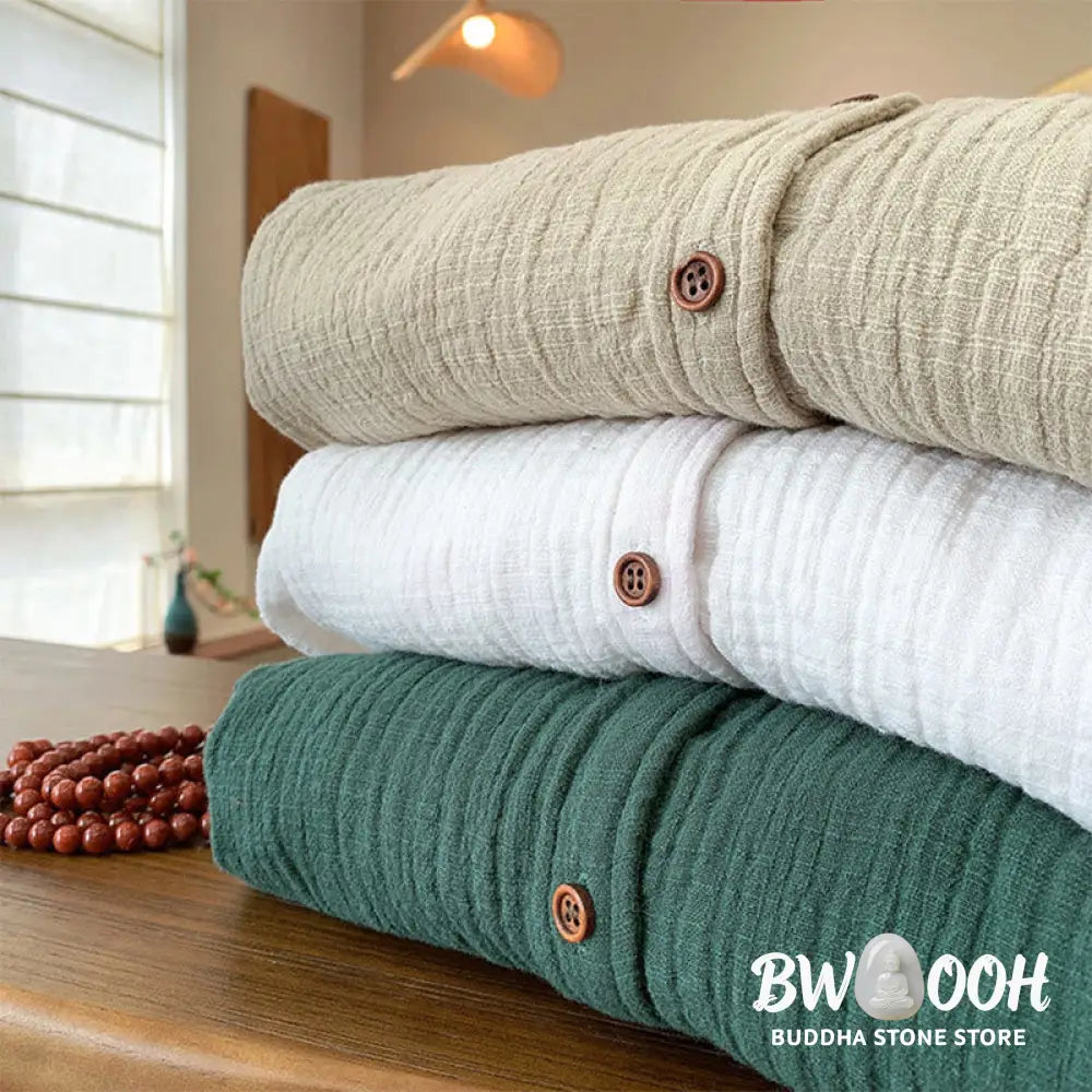 Buddha Stones Literary Artistic Double-Layered Sand Wash Cotton Linen Clothing - Women’s Shirts