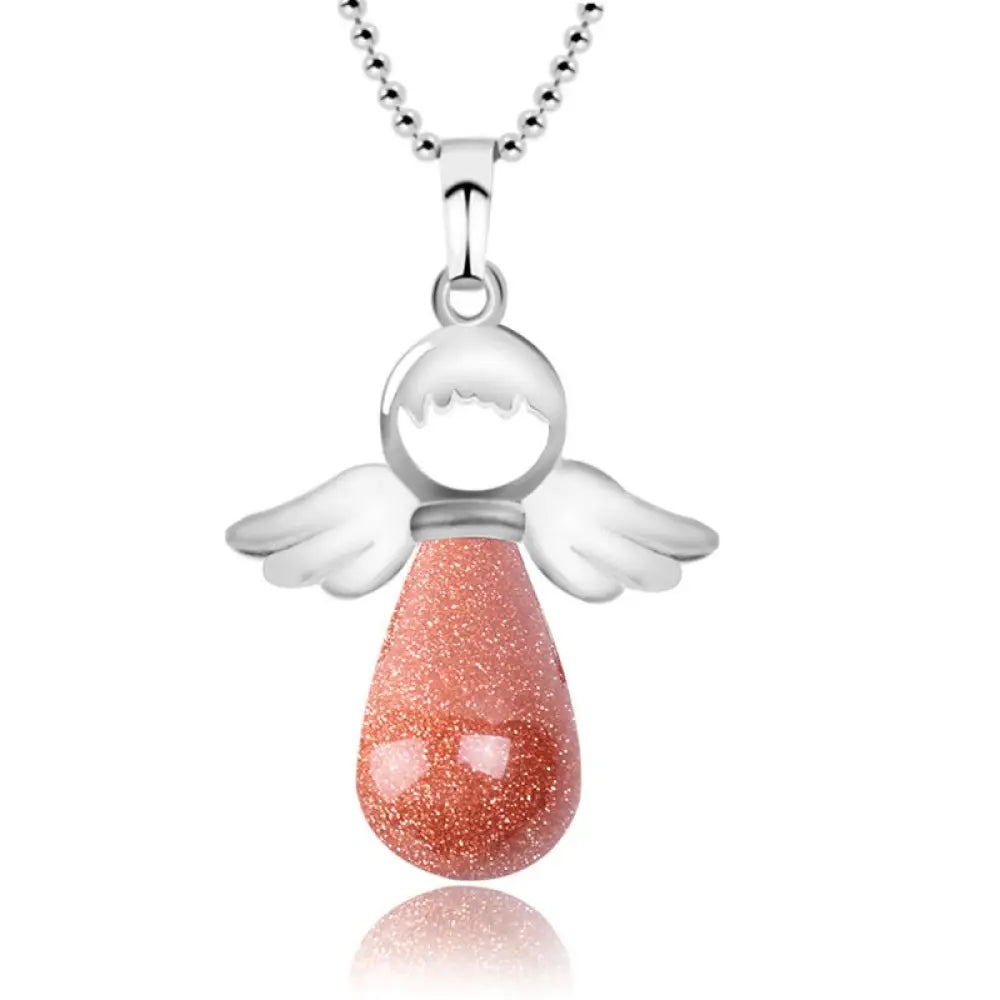 Buddha Stones Little Angel Wings Natural Crystal Luck Necklace Pendant - BWOOOH - Brown Sand - Necklaces &amp; Pendants