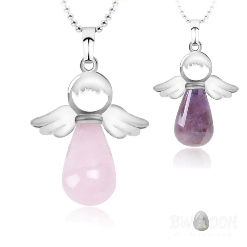 Buddha Stones Little Angel Wings Natural Crystal Luck Necklace Pendant - BWOOOH - Necklaces &amp; Pendants
